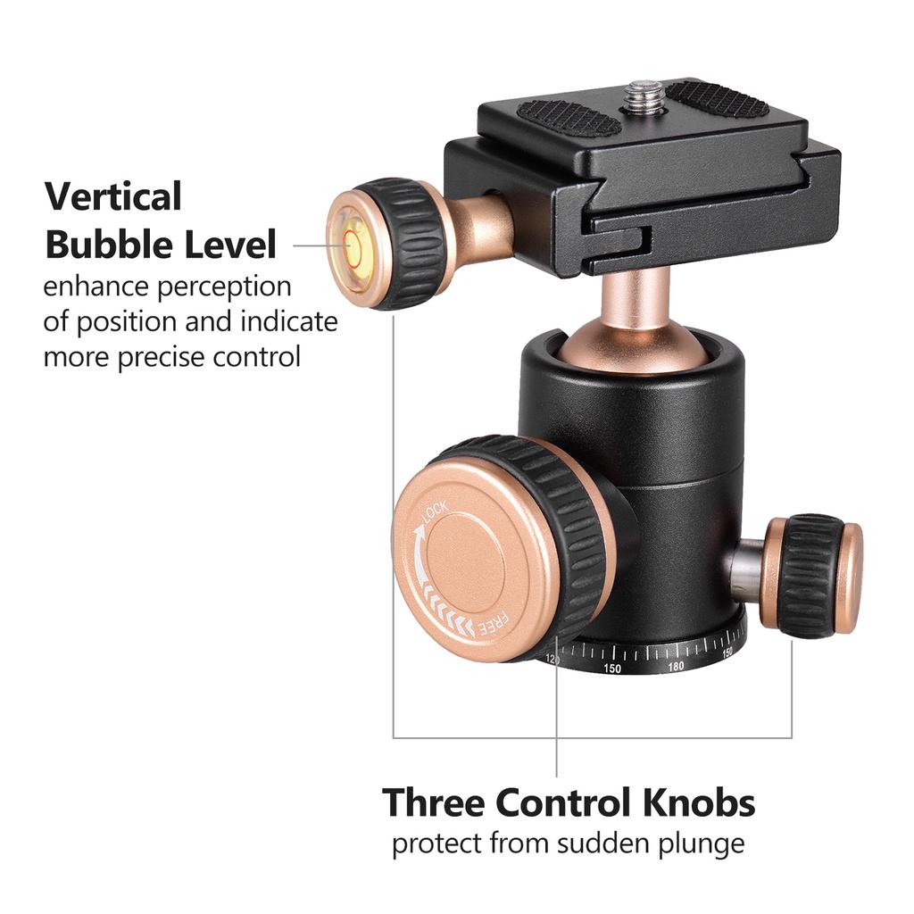 Q30 CNC-Panorama-Stativ-Kugelkopf, Aluminiumlegierung, Material max. Belastung: 5 kg, 360-Grad-Drehung