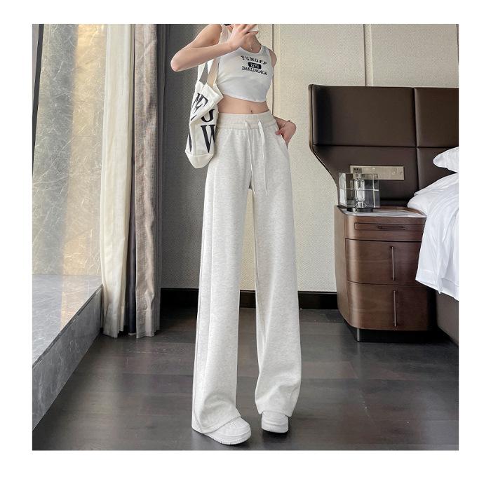 

American banana wide-leg pants women s spring and autumn new loose casual sweatpants small thin gray sweatpants 3XL сірий колір