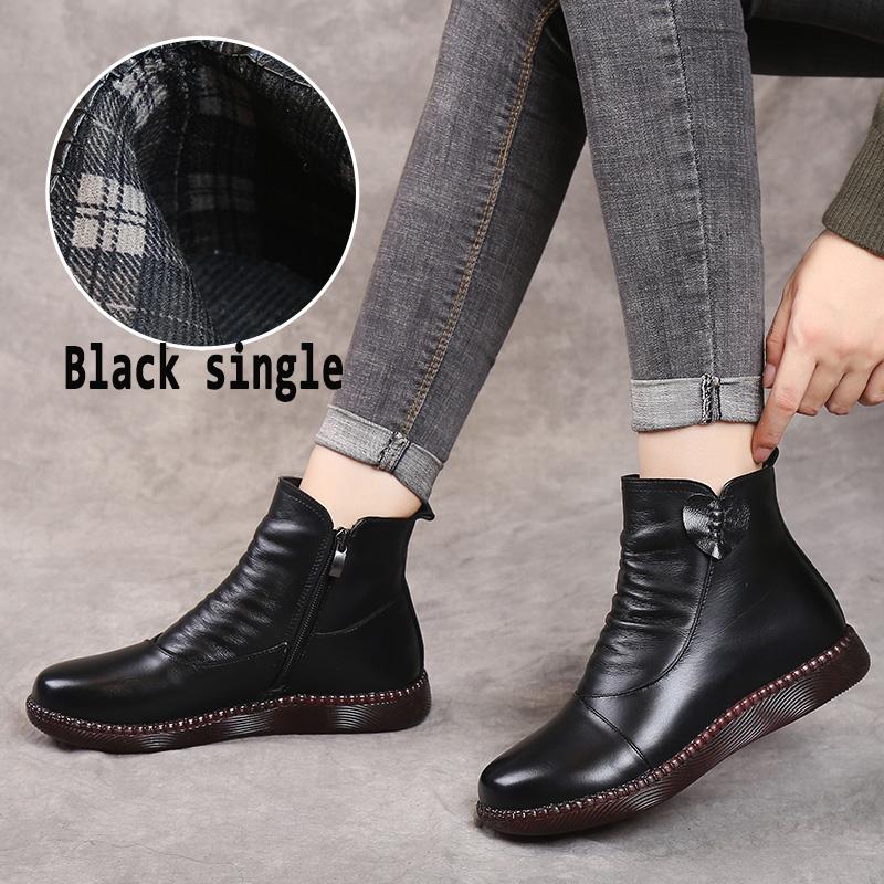 Fashion GKTINOO Autumn Winter Woman Genuine Leather Ankle Boots Female Casual Shoes Women Waterproof Warm Snow Boots Ladies Shoes