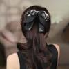 Flower Pattern Bow Hair Clip Elegant Ponytail Clip Hair Clip For Women Sweet Girls Vintage Style Hair Accessories