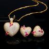 WWJ Yellow Golden Color Love Heart Cupid's Arrow Pendants Necklaces Earrings Set