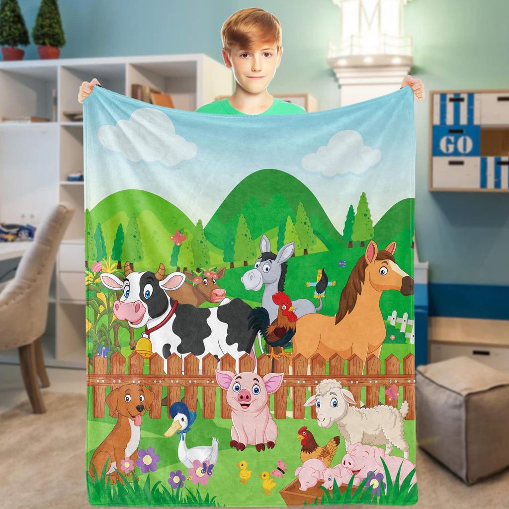 Cartoon Lion Elephant Animal Digitalprinted Polyester Velvet Flannel Cover Blanket Fleece Soft Sofa Cover Blankets for Beds