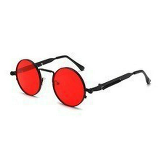 Steampunk Round Metal Sunglasses for Men & Women - Retro Style with Spring Temple
