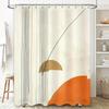 Minimalist Bathroom DecorSun Graphic Shower Curtain Set for Bathtub Home Decoration White Beige Color Scheme with Black Stripes