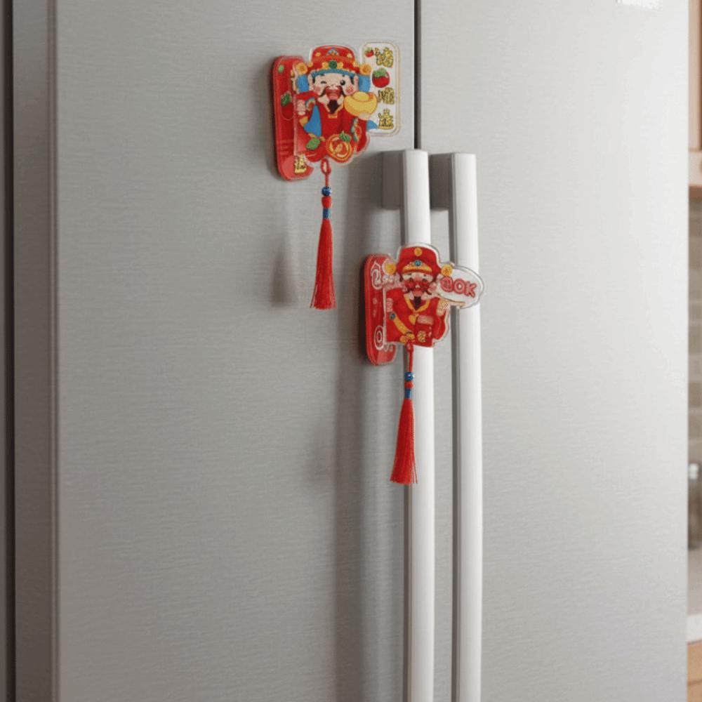 Horse Year Fridge Magnet Pendants Cartoon God of Wealth Sticker  Spring Festival