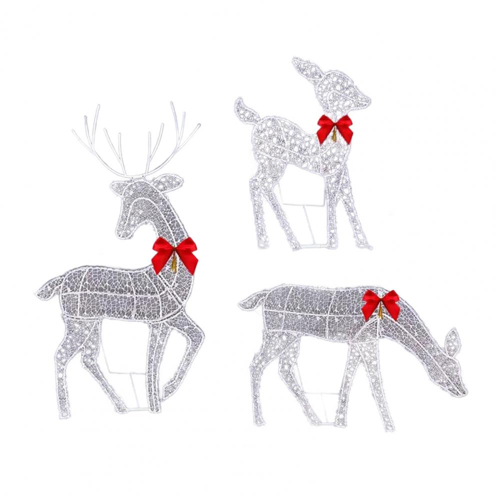 2025 Metal Deer Decoration Outdoor Reindeer Statues with LED Light Glowing Reindeer Ornament for Lawn Garden Yard