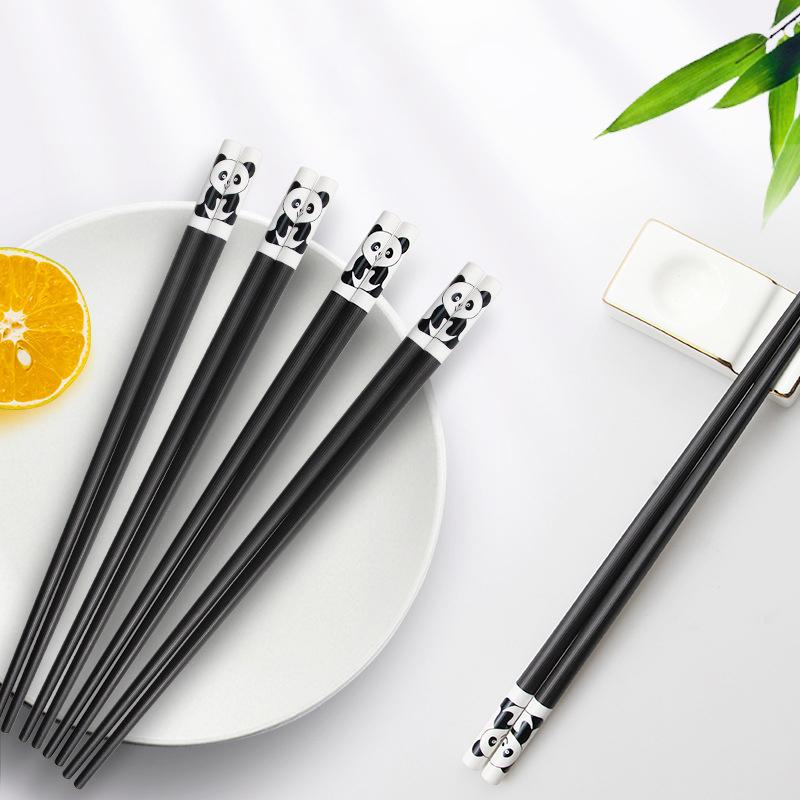 

Cartoon Panda Chopstick Reusable Non-Slip Sushi Food Chop Sticks Chopsticks Metal Chinese Chop Stick Tableware Kitchen Gadgets 5pair