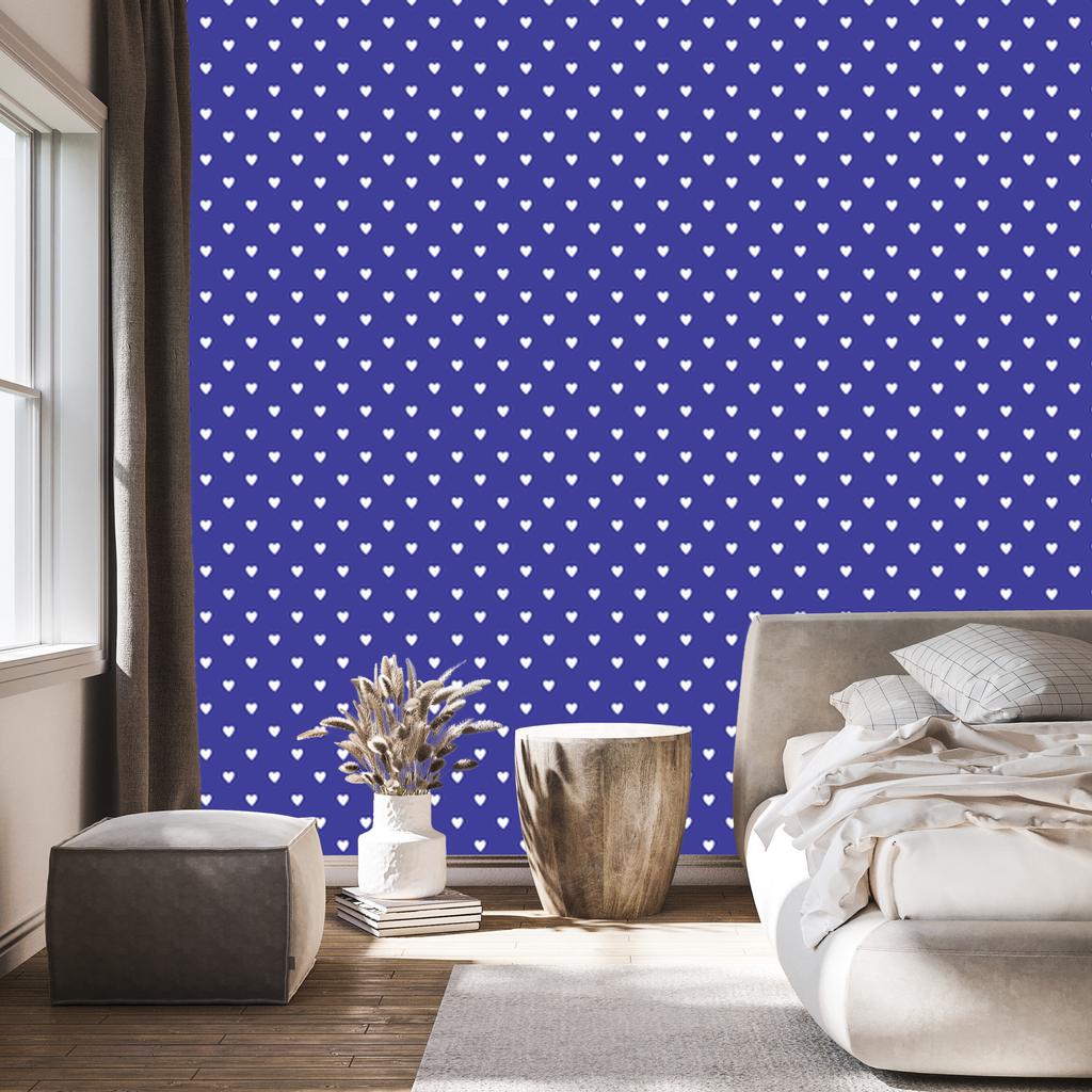 Blue and White Hearts Wallpaper 50x1000
