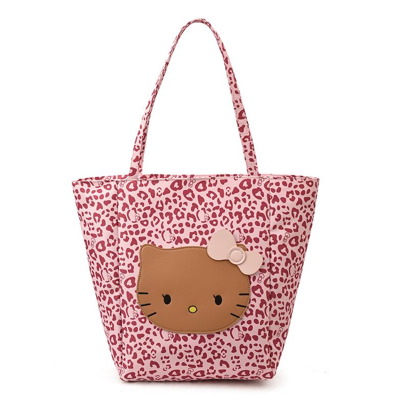 2025 Корейский стиль Леопардовый принт Острая девушка Сумка-тоут и на плечо с дизайном мультяшного котенка