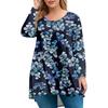 Women's Plus Size Top, Garden Collar Long Sleeved Shirt, Fashionable Floral Print Casual Top