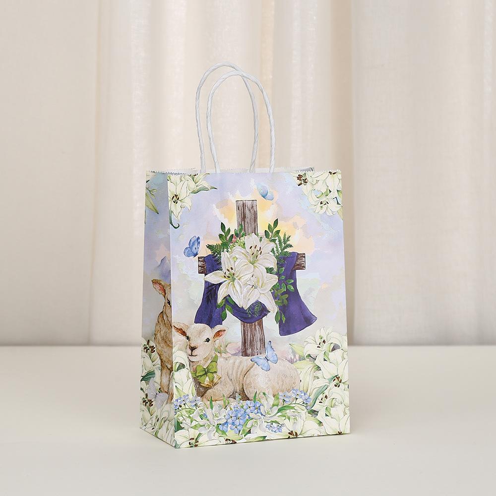 12/30pcs Easter Gift Bags Celebrate with Elegance and Faith Cute Rabbit Design Packaging Candy Eggs Container Reusable