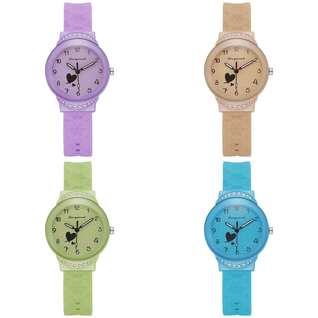 Studentklocka Flickor Kvarts Silikonarmband Med Dekorativ Urtavla För Mellanstadiet Tonåringar