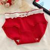 Women's Summer New Year Red Pure Cotton 10A Antibacterial Extension Crotch Triangle Briefs