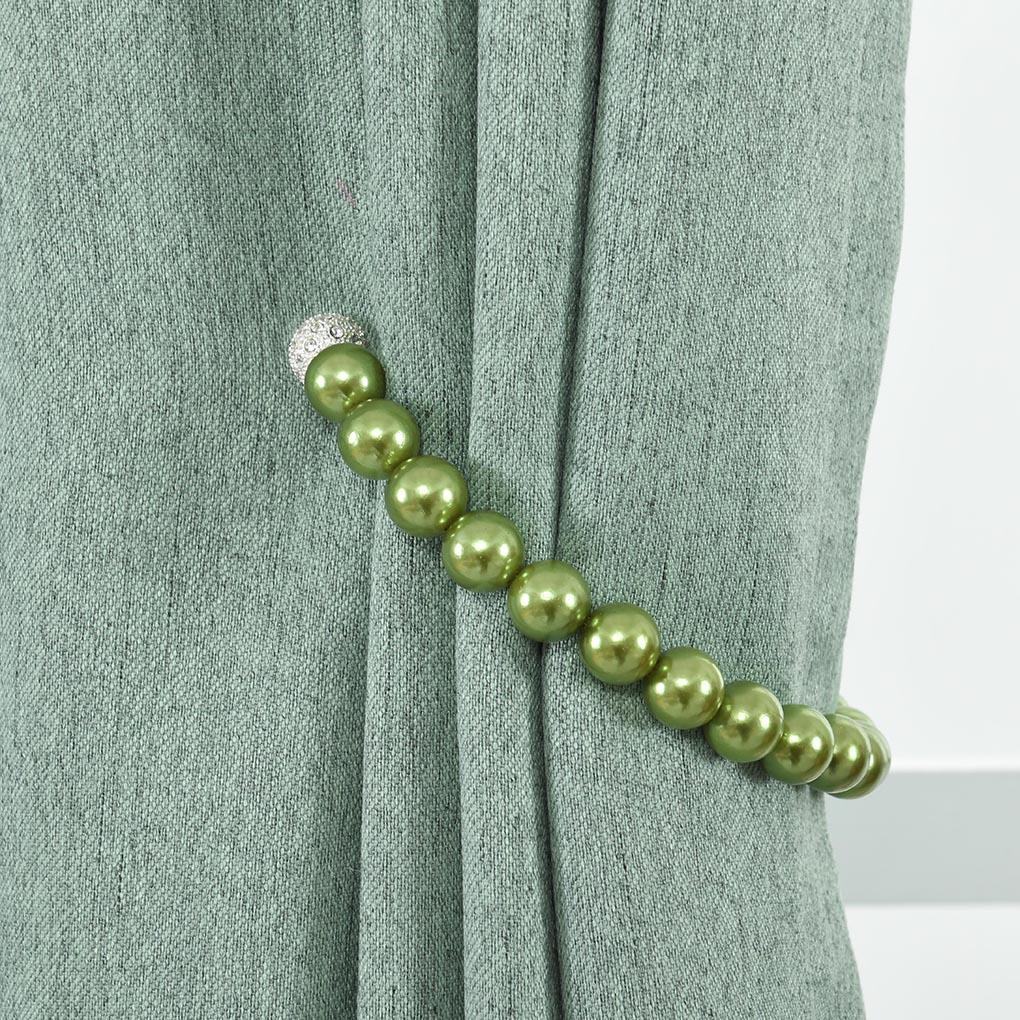 1X Magnetic Curtain Tiebacks Pearl Curtain Buckle Beaded Sparkle Hold Back Decor