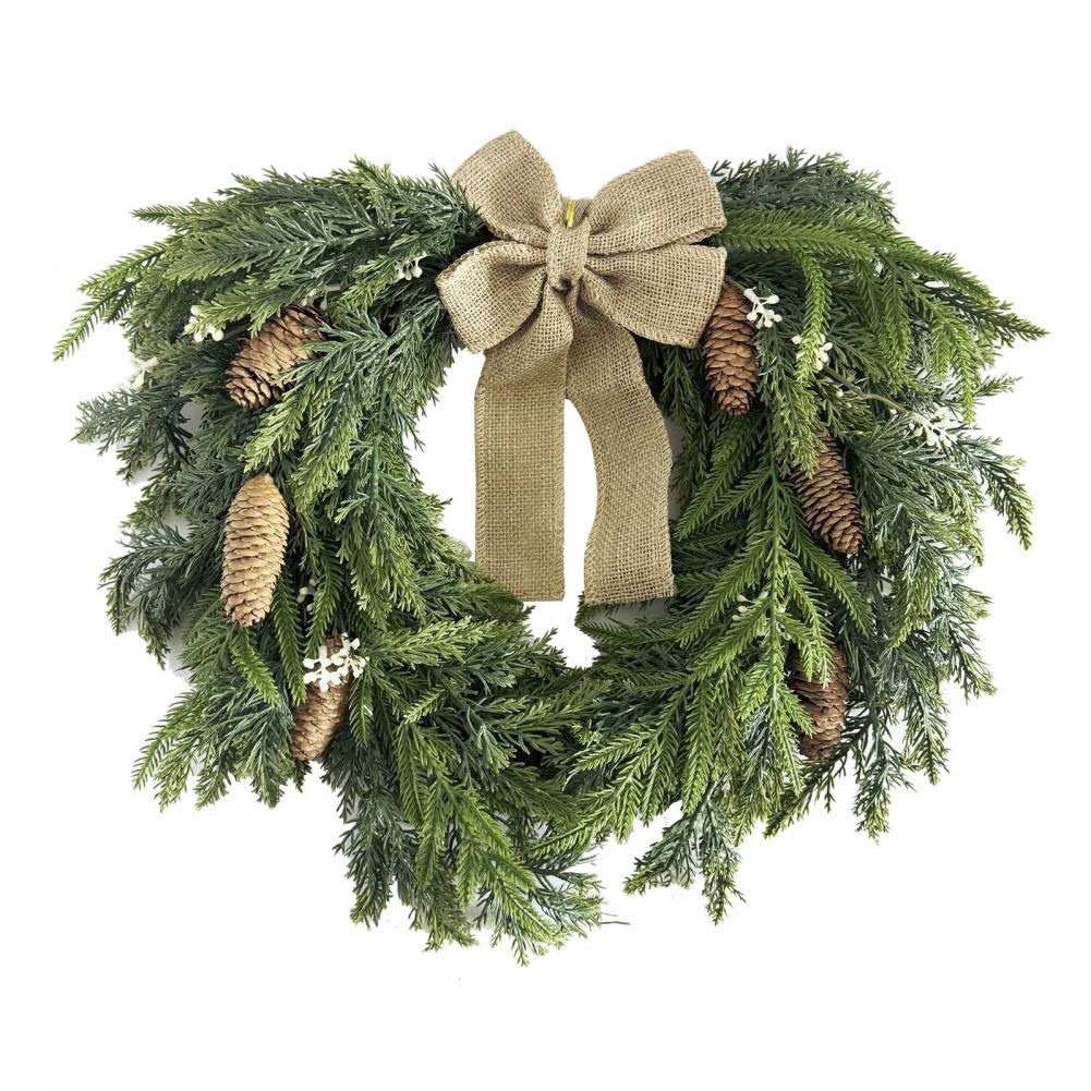 

Рождественский венок ручной работы осенняя гирлянда праздничные венки для декора входной двери стены реалистичный нофолкская сосна сосна с коровьим колокольчиком
