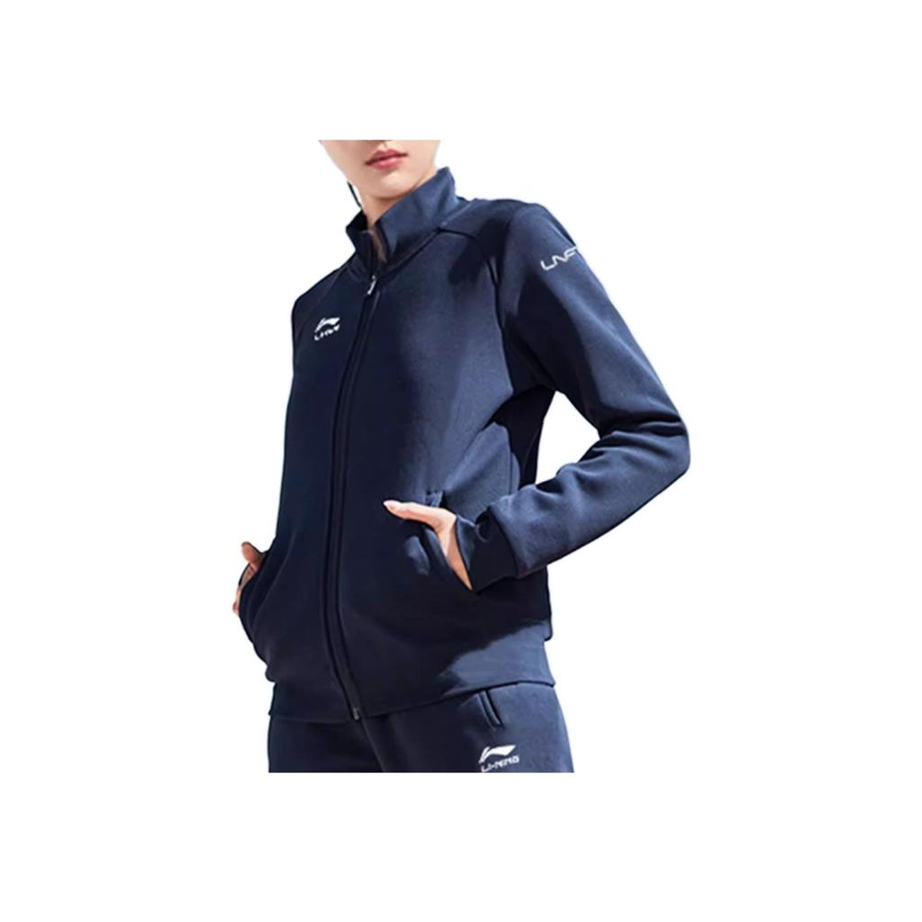 Li-Ning Solid Color Breathable Zip-Up Jacket Running Casual Sports Set Unisex Jacket Navy-Blue YWET005-1