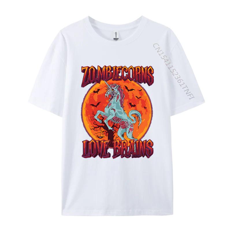 Cotton Graphic Tees Scary Zombiecorns Love Brains Zombie Tshirts Funny T Shirt Design Classic Mens T Shirt S
