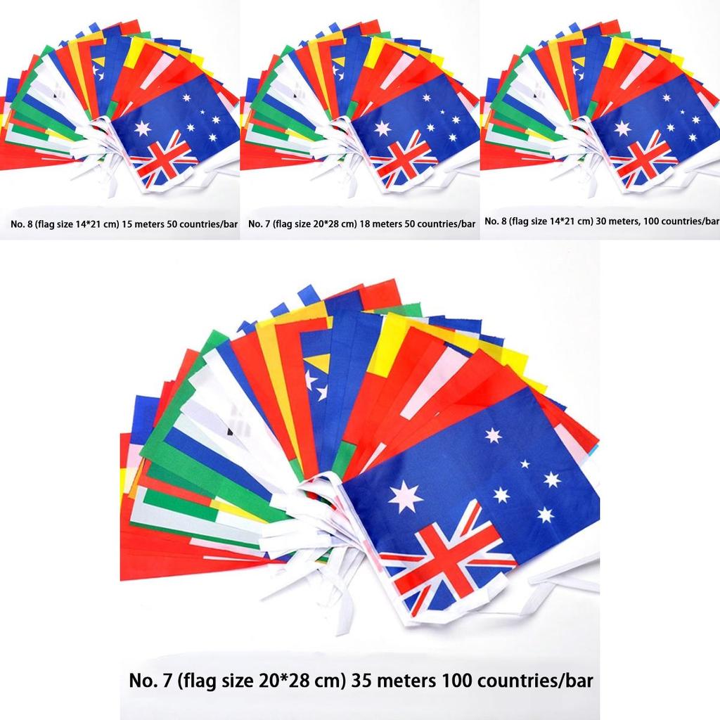 Dekoracja Wisząca na Imprezę Wielokulturową 50-100 sztuk Flag Różnych Krajów