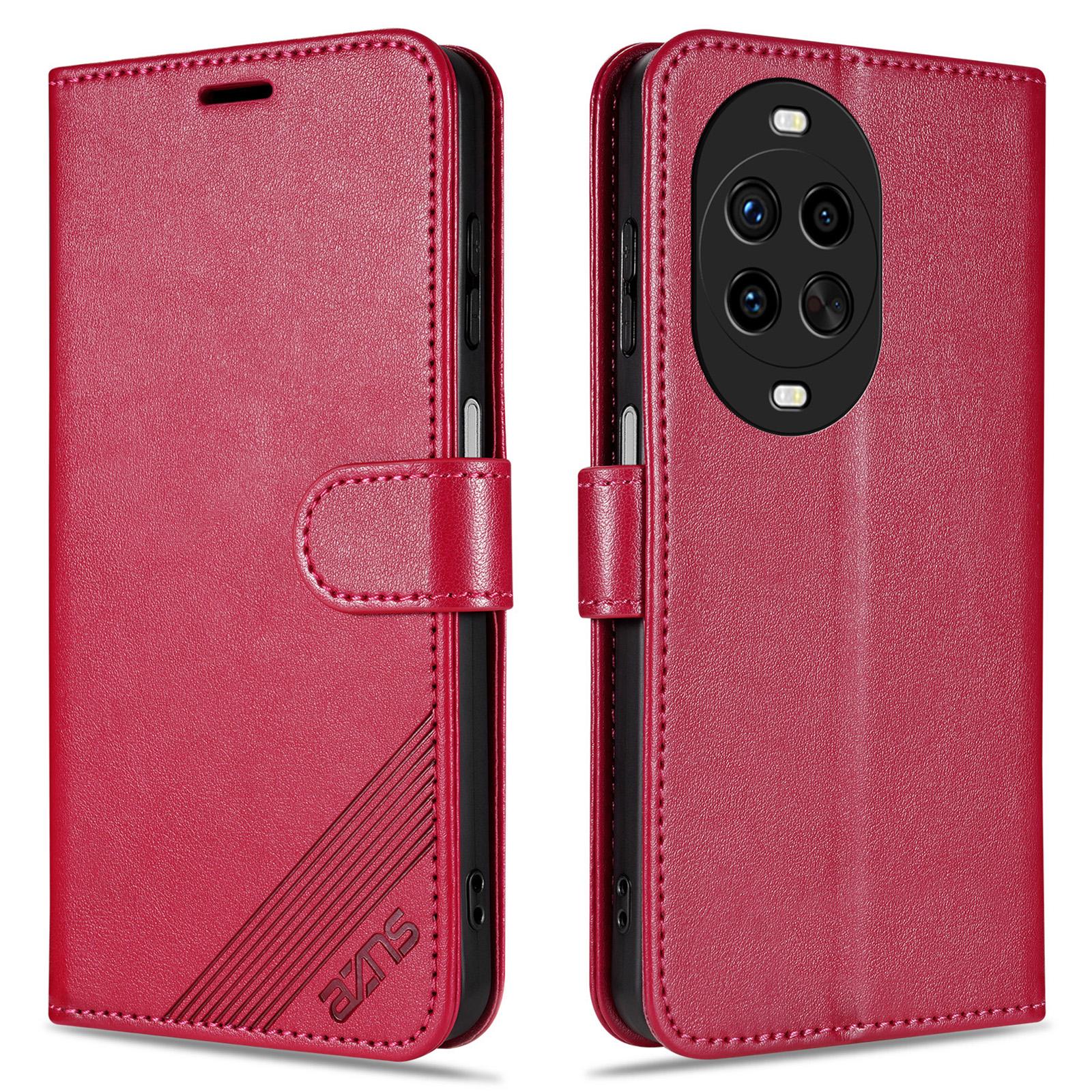

AZNS For Huawei nova 14 Pro 5G Case Anti-Scratch PU Leather Stand Wallet Phone Cover Red