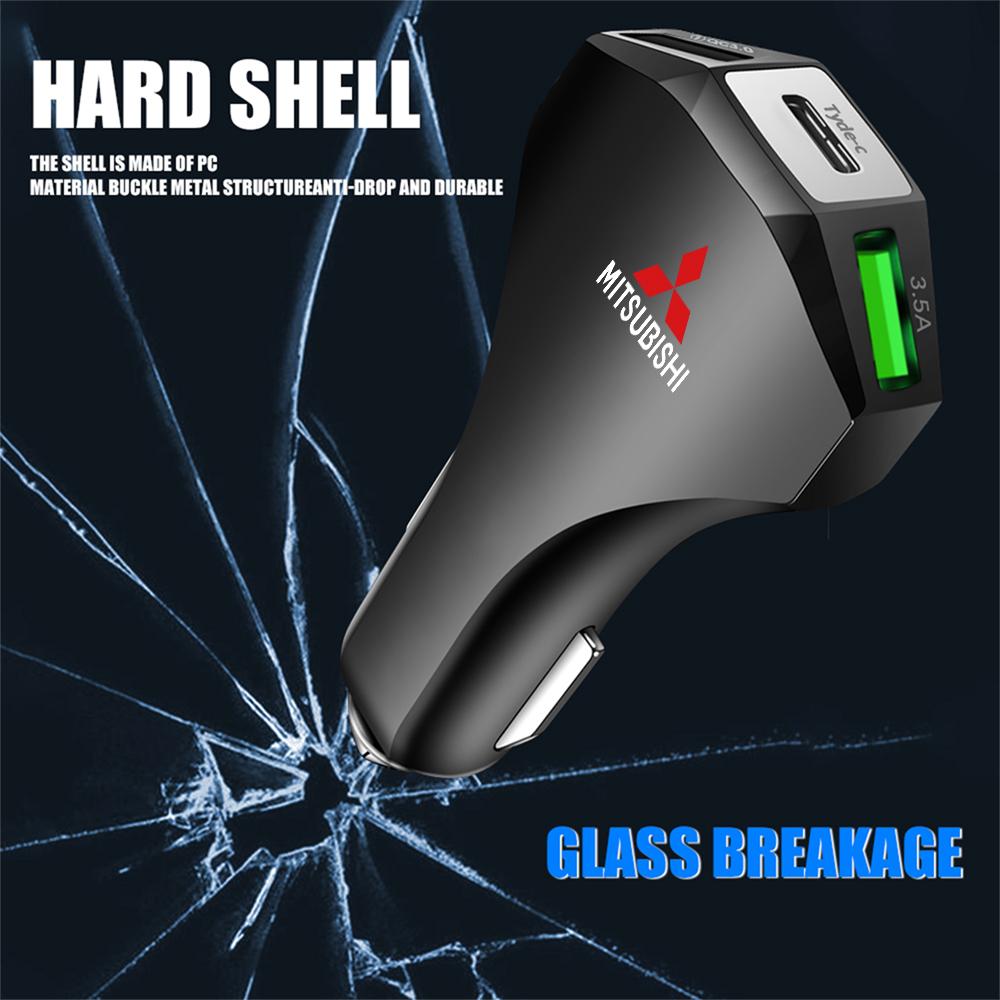 cxbkdv1 Car Charger USB Type-C Ports Super Fast Charging Adapter Accessories For Mitsubishi Asx Lancer L200 Pajero Sport Attrage Xpander