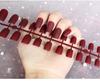 24 pezzi / set fai da te unghie rapide testa piatta lunga satinata opaca unghie finte strisce multicolori manicure con usura finita