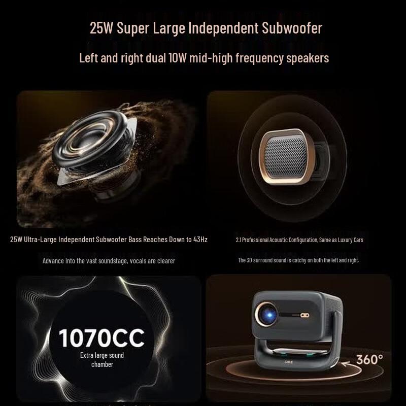 DZC R3 Ultra High-Brightness Gimbal Smart Home Cinema Projector (CN version)