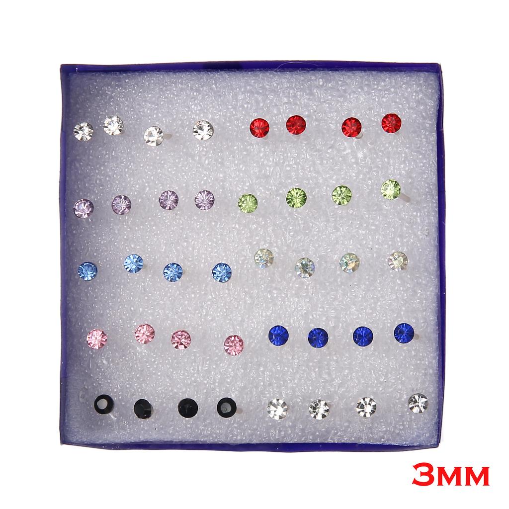 20 Paar/Set Damen Mädchen Strass Kristall Ohrstecker Ohrringe Gemischte Stile Runde Kleine Ohrringe Sets Party Schmuck Geschenk 2 3 4 5mm