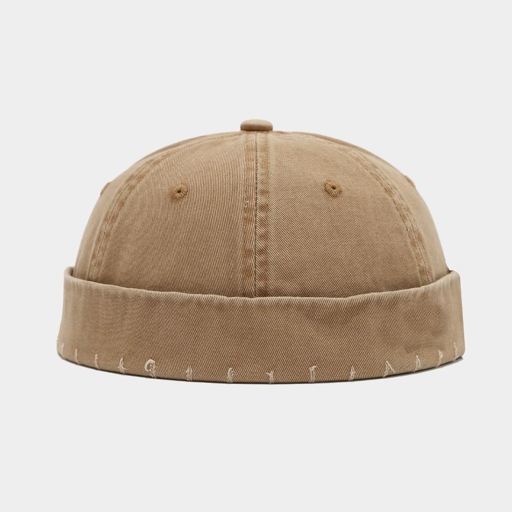 Outdoor Washed Denim Brimless Docker Cap Solid Color Cotton Vintage Dome Hat Adjustable Melon Beanie Cap Boy Girls