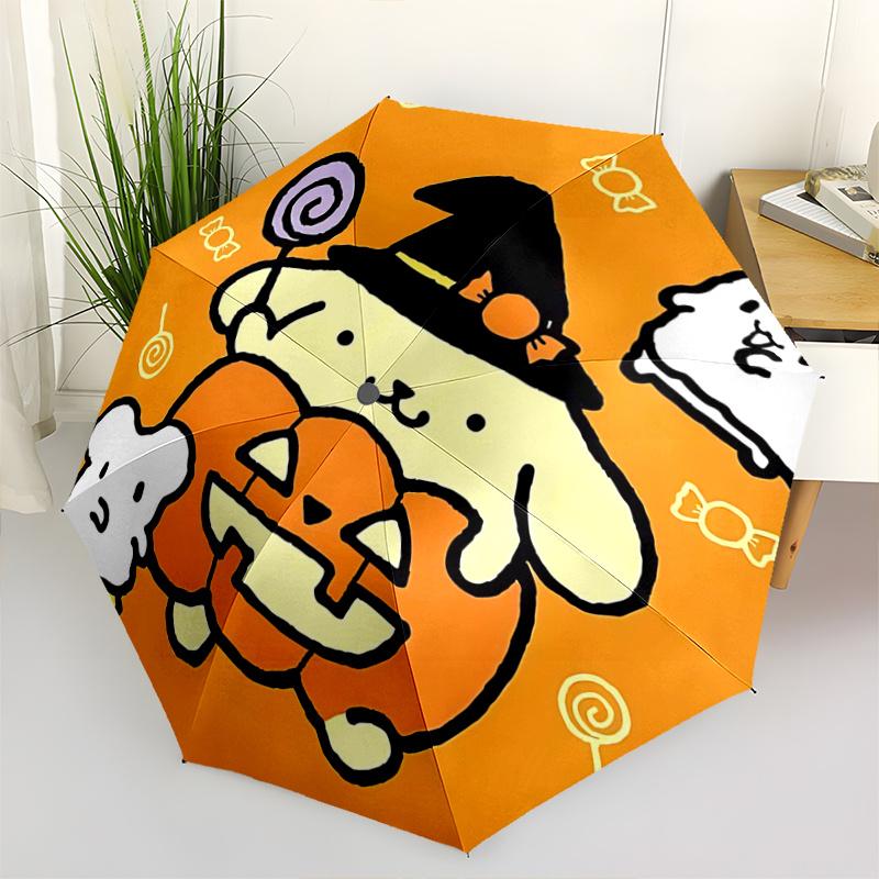 1pc Halloween Pompompurin Pumpkin Jack-o'-Lantern Automatic Opening/Closing Umbrella with Foldable Design, 8-Bone Iron Frame, Outdoor Use, Festival Gi