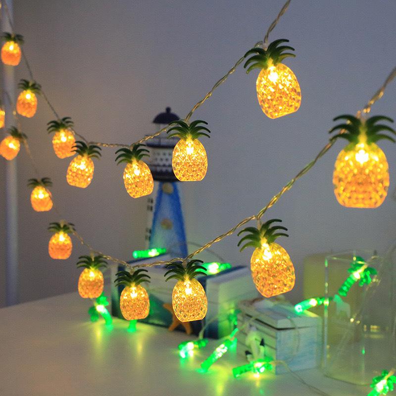 Summer Hawaii Light String Pineapple Flamingo Coconut Tree Light Strings Tropical Fruit Light Kids Hawaiian Birthday Party Decor