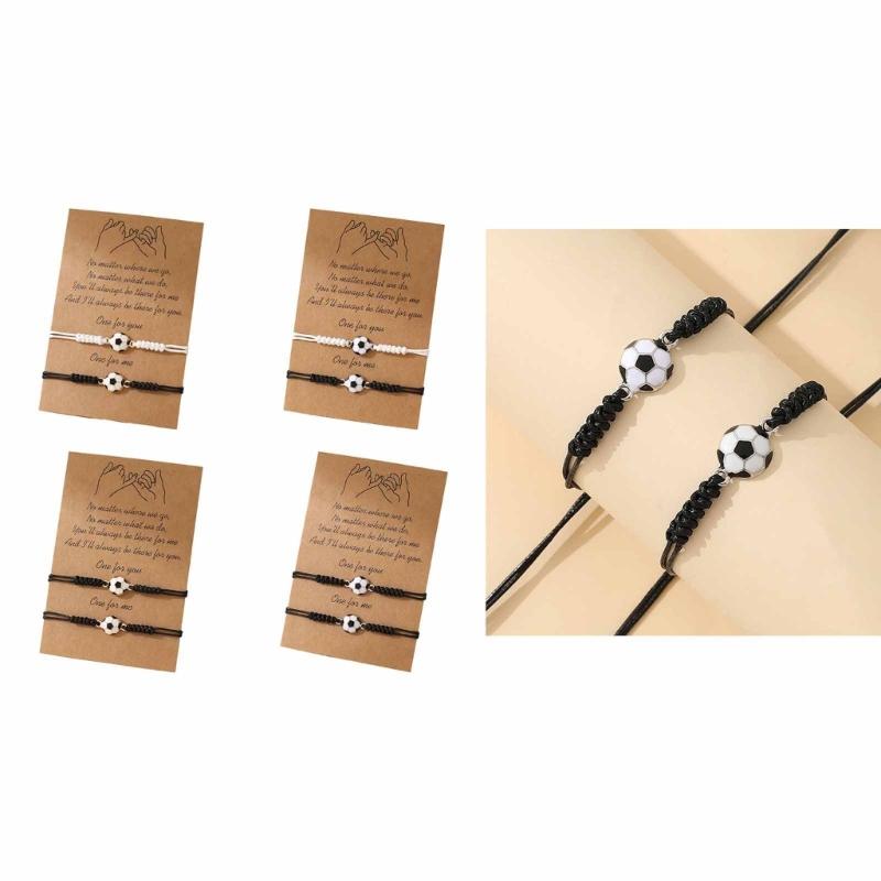 Fußball Freundschaftsarmbänder für Männer Frauen Abschlussgeschenke Schwarzes Weißes Band Fußballschmuck für Fußballliebhaber