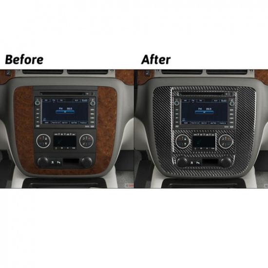 Carbon Fiber Central Console Cover Trim For Tahoe/Yukon/Silverado/Sierra Type C