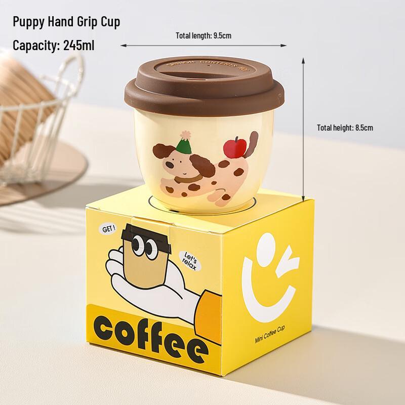 Shangqi Ceramic Latte Mug with Apple Dog Design