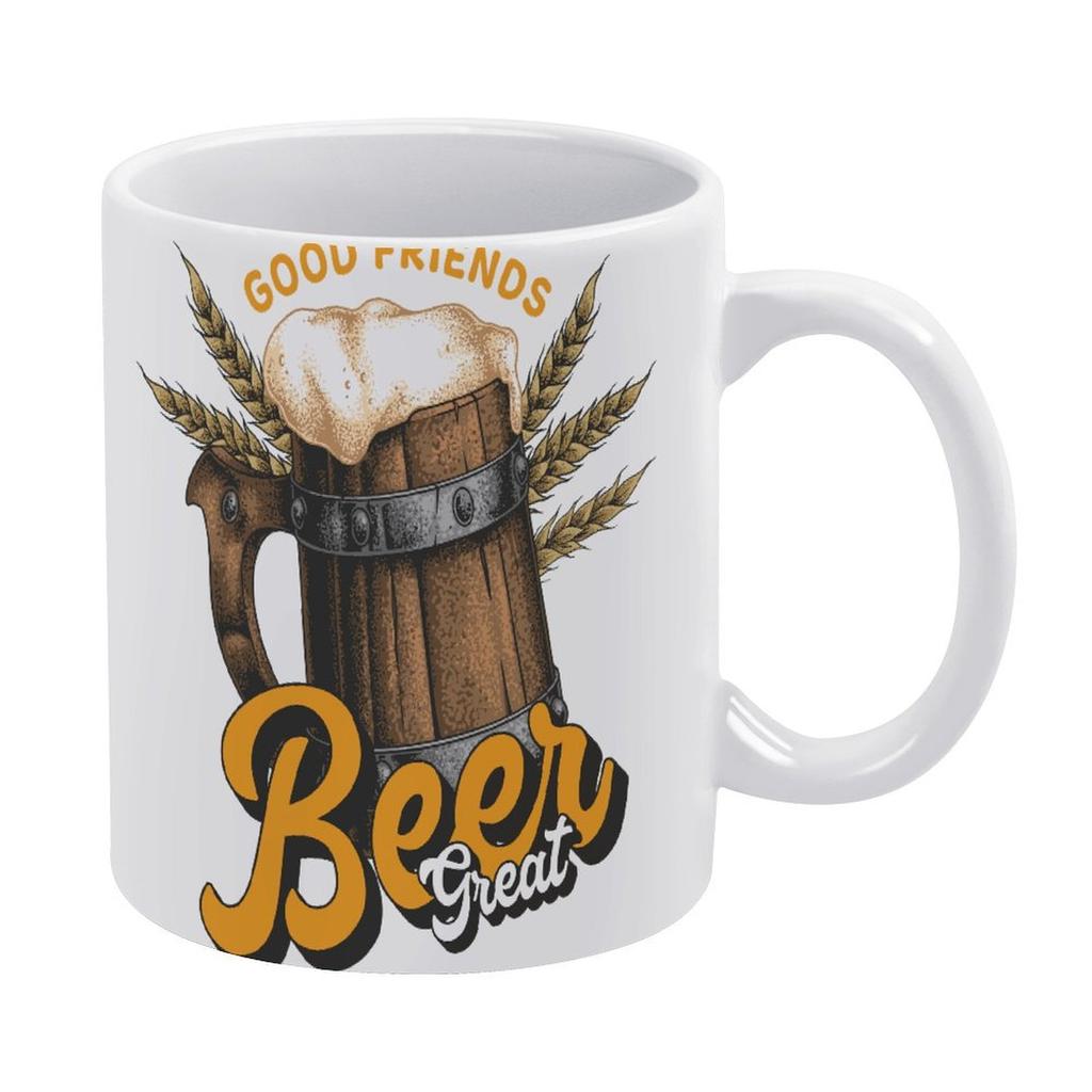 1pc 11oz Double-Sided Printed Mug for Beer Enthusiasts, Simple Daily Drinkware