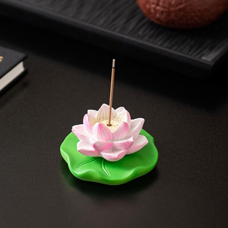 Dekorativer Räucherhalter mit drehendem Lotos-Design mit Ascheauffangbehälter zur Stressbewältigung, Dekoration für Meditationsräume, Geschenk