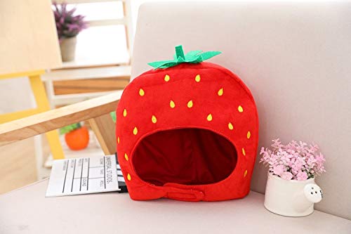 Bestmaple Animal Cap Costume Plush Fluffy Moko Hat Strawberry Cosplay Mask