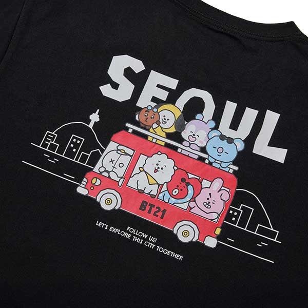 Official BT21 SEOUL EDITION 2nd Series Short Sleeve T-Shirt (Black / White) - Premium K-Heritage Streetwear