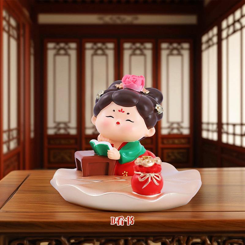 Guochao Ancient Style Tang Xiaohuan Picturesque Mobile Phone Holder Lazy Drama Chasing Artifact Desktop Small Ornament Holiday Gift