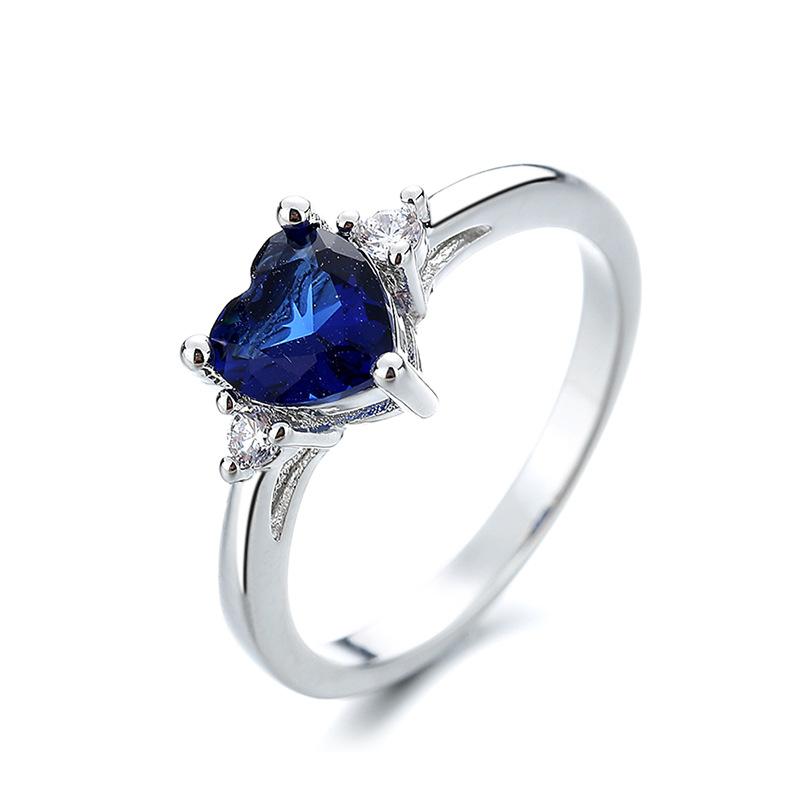 2026 New Niche Simple Love Ring Women's High-end Color Zircon Ring Heart-shaped Wedding Ring Niche Jewelry