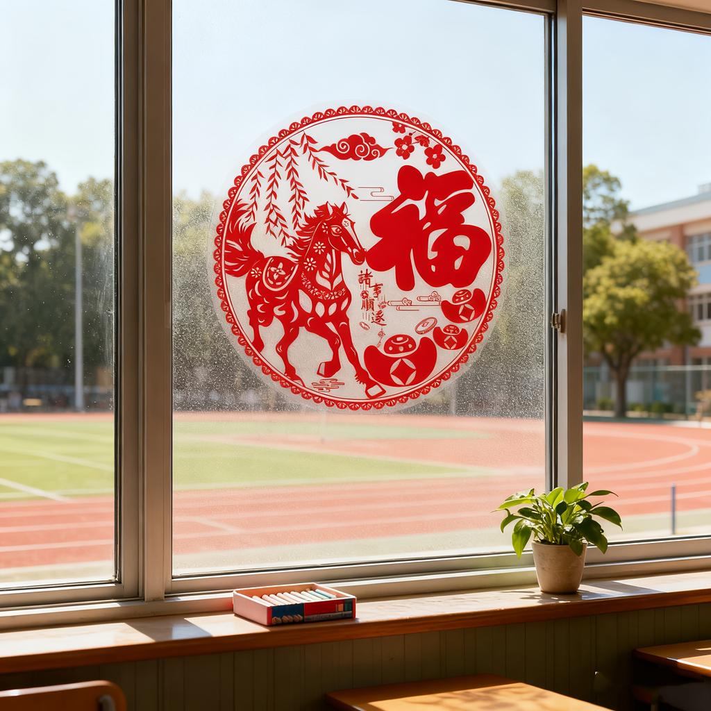 10pcs Chinese New Year Window Stickers - Static Cling Reusable PVC Red & Golden Traditional Good Fortune Symbols for Glass Doors