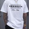 Unisexs Summer  Pure Cotton Brooklyn New York Graphic Printed Fashionable Casual Loose Round Neck Short Sleeved Tshirt Top