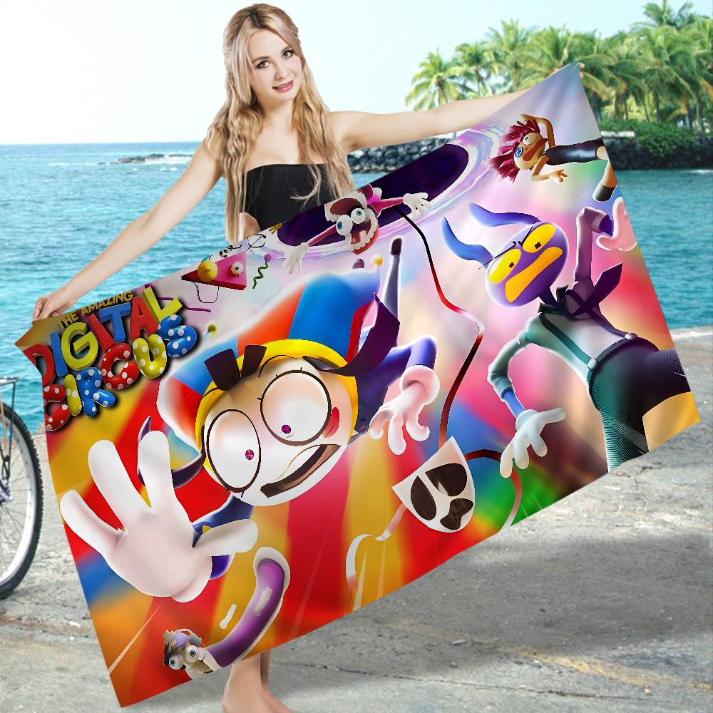 The Amazing Digital Circus Microfiber Blanket Quick Drying Beach Towels Oversized Printing Super Absorbent Pool Towel Blanket