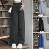 Dames Jeans Hoge Taille Knoopsluiting Ritssluiting Vintage Losse Pasvorm Zakken Rechte Wijde Pijpen Streetwear Broek Dagelijkse Draag Lange Broeken