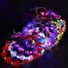 Wedding Foam Rose Flower Wreath Decoration Crown Flower Headband LED Light Garland Women Headwear
