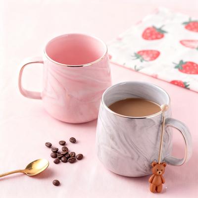 Pink/Grey Ceramic Mug Nordic Ins Style Marbled Gold Rim Coffee Cup Oatmeal Breakfast Cup Valentine's Day Dift Couple Water Cups