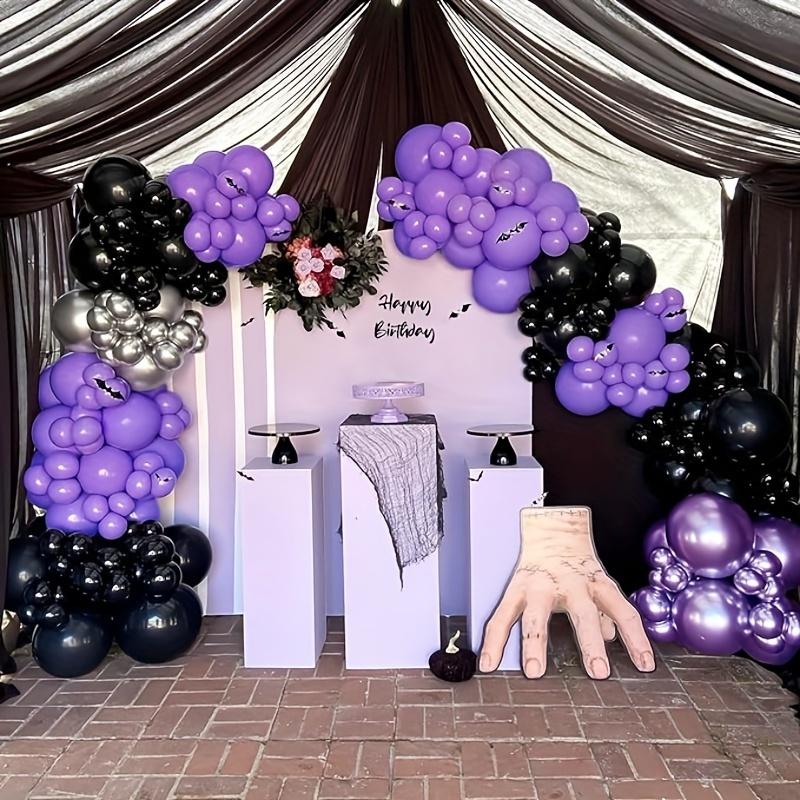 Black Purple and Metallic Lavender Silver Balloon Arch Kits Perfect for Movie-themed Parties Birthdays Anniversaries Decorations