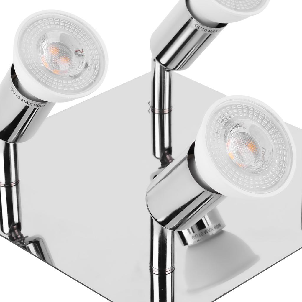 4 Way Square Spot Light Ceiling Spotlight 4 GU10 Bulbs LED Ceiling Light Adjustable Angle Rotatable Ceiling Light for Home Decor