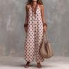 2026 European and American New Summer Cross-border Retro Polka Dot V-neck Loose Polka Dot Jumpsuit Sleeveless Straight Jumpsuit