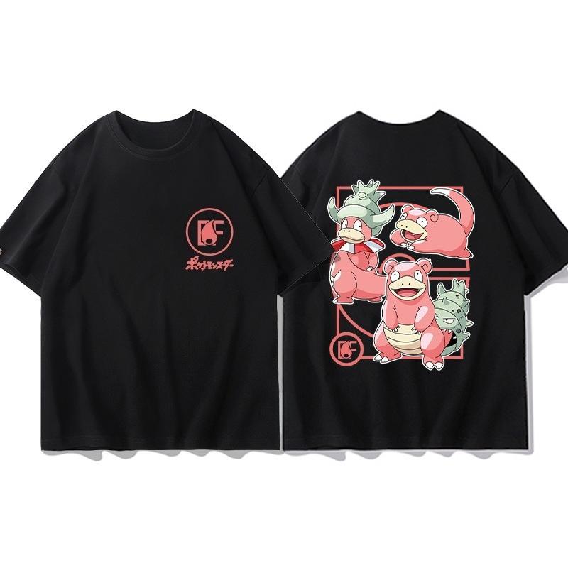 Animation Derivatives Short Sleeve T-Shirt Gengar Psyduck Mewtwo Printed Men's Boys and Girls Summer New Fashion