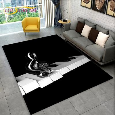 3D-Teppich mit Musik- und Musiknoten-Klavierkunst, groß, Teppich für Wohnzimmer, Schlafzimmer, Sofa, Fußmatte, Dekor, rutschfeste Bodenmatte für Kinder